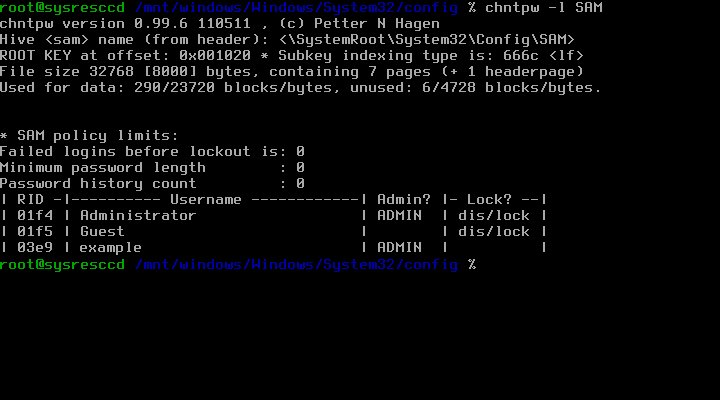 chntpw -l SAM